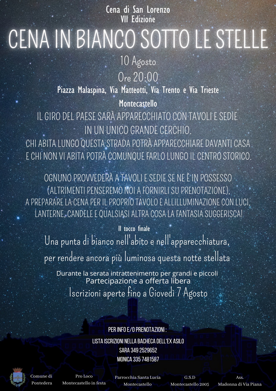 programma Cena in Bianco Montecastello